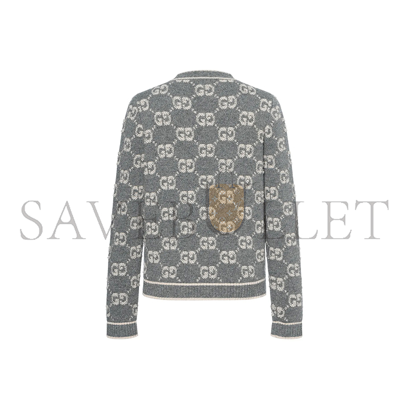 GUCCI WOOL JACQUARD KNIT CARDIGAN 713300